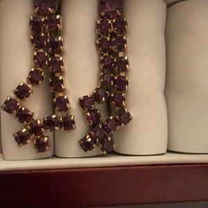 Vintage Purple Rhinestone Dangling Earrings